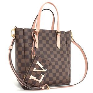 Louis Vuitton Belmont NV BB 2 WAY Handbag Damier Leather Ebene Brown